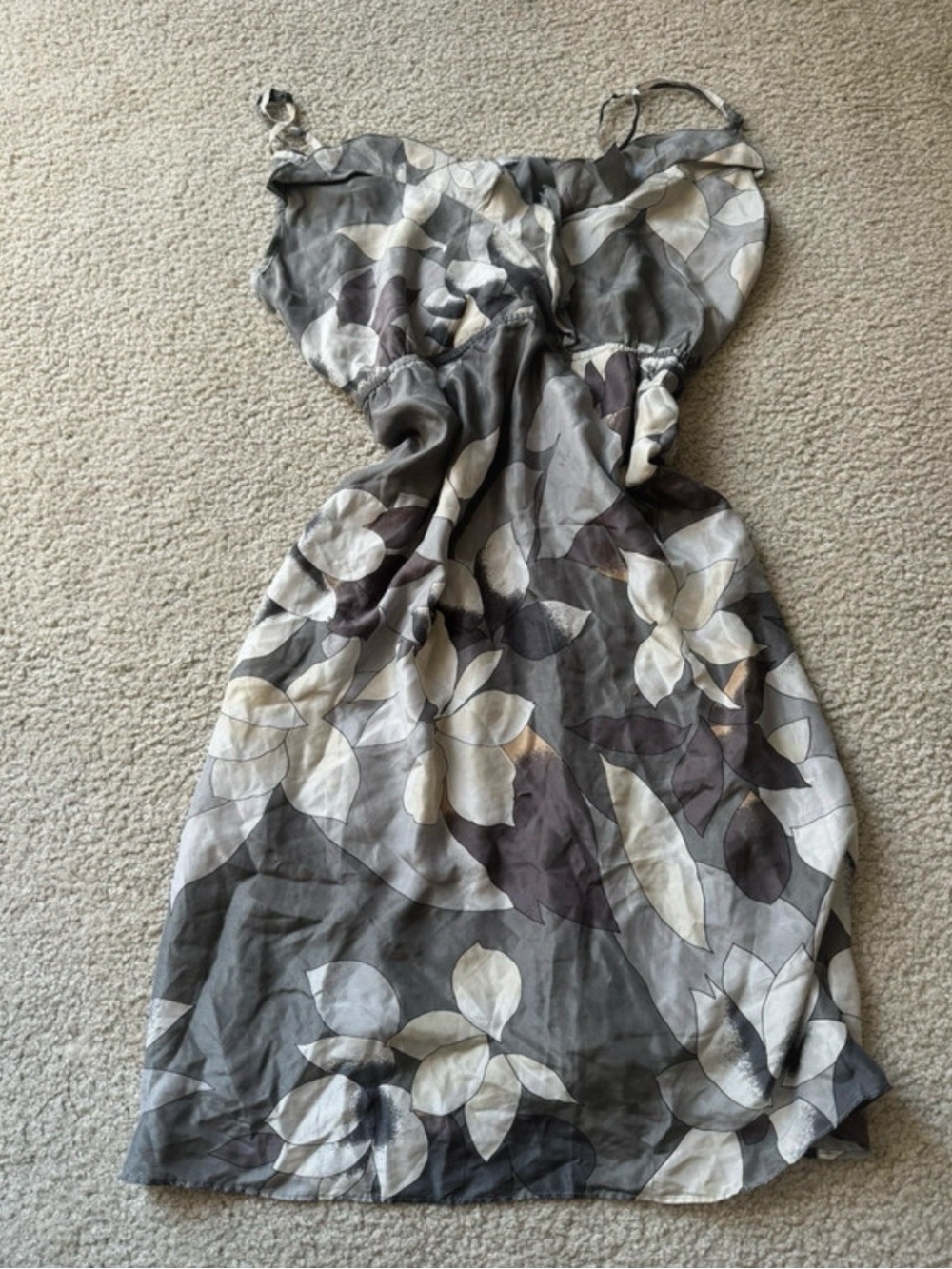 Old Navy Strapless Floral Dress in Gray and Cream midi